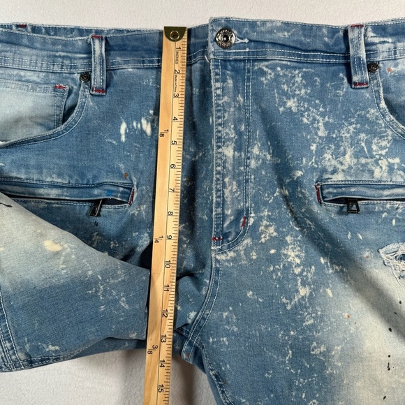 Makobi Jeans Mens 46 Blue Skinny Moto Distressed High Rise Stretch - Picture 5 of 13